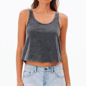 Rip Curl washed black / charcoal gray loose/boxy style cropped tank top. XXS.